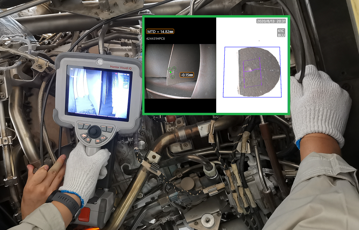 使用韋林內窺鏡檢查航空發動機葉片的應用案例