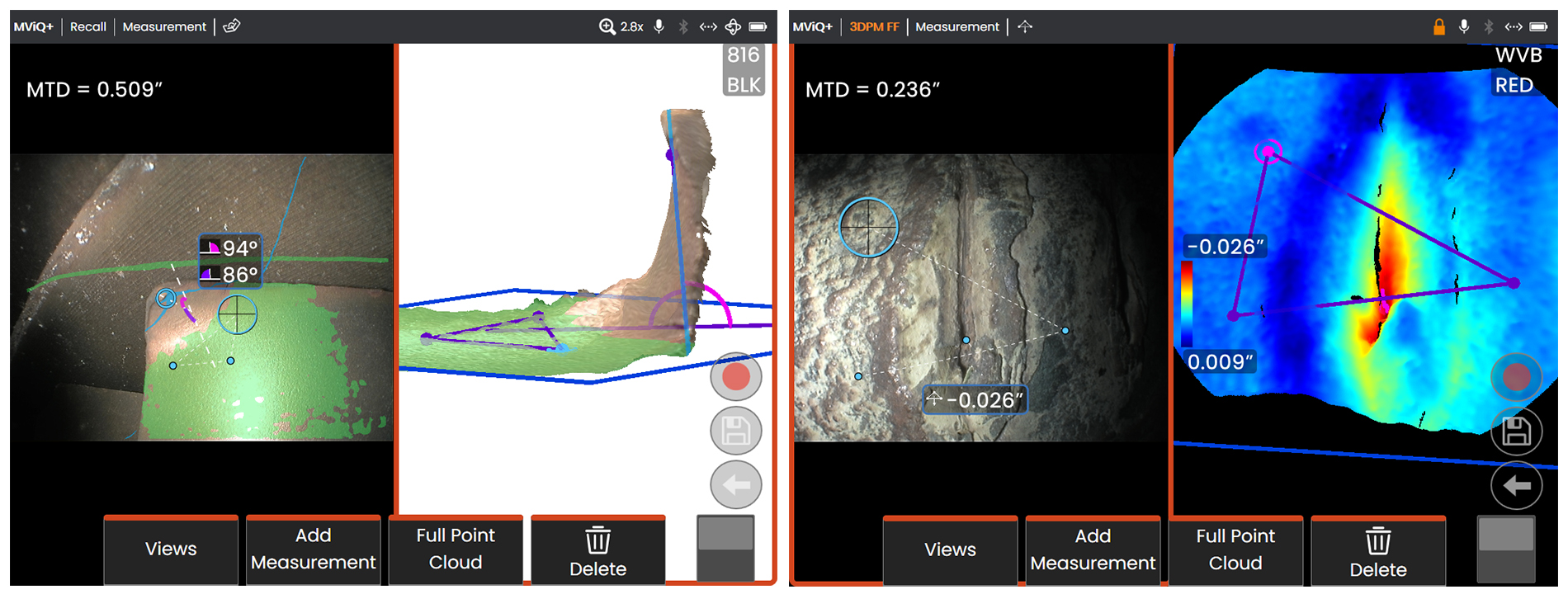 葉片前緣彎曲角度測(cè)量及缺陷深度測(cè)量